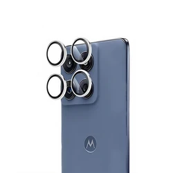 Enhanced Rear Camera Protector Glass with Metal Ring for Motorola Moto Edge Series (Sliver)