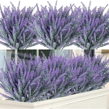 Un bouquet de fleurs artificielles en plastique de lavande provençale, fausses plantes, décoration de jardin extérieur pour maison de mariage, décoration de Table 1