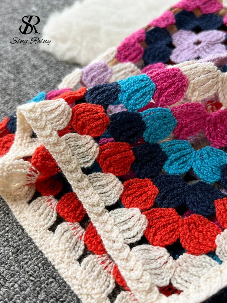 SINGREINY 여름 휴가 해변 긴 가디건 봄 패션 빈티지 꽃 니트 가디건 streetwear Loose Hollow Out Overcoat