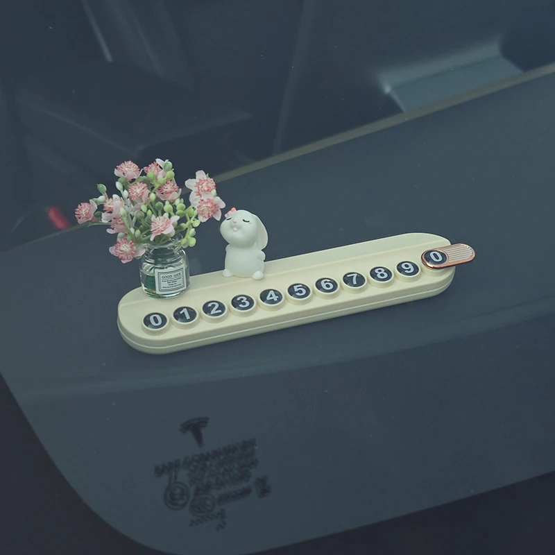 토끼 치유 인형이 있는 귀여운 미니 꽃병 - 신차용 자동차 센터 콘솔 및 창 장식(1 세트)