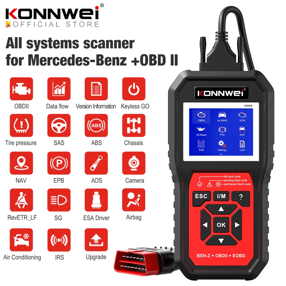 KONNWEI KW460 OBD2 Diagnostic Tools Scanner For Mercedes Benz Scan