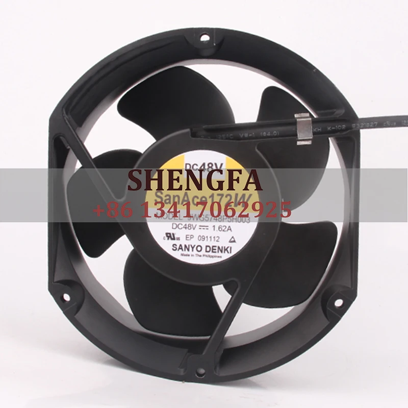 

Sanyo SanAce Case Fan Dual Ball Bearing 9WG5748P5H003 48V 1.62A 172X172X51MM 17CM Server Inverter Cooling Fan