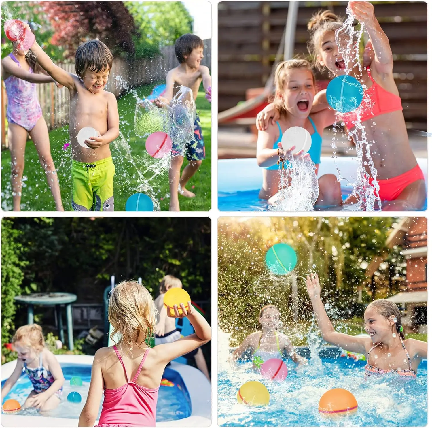 6pcs Reusable Water Balloons Reusable Silicone Magnetic Water Ball Pool Games Pool Toys Inflatable Toys Game