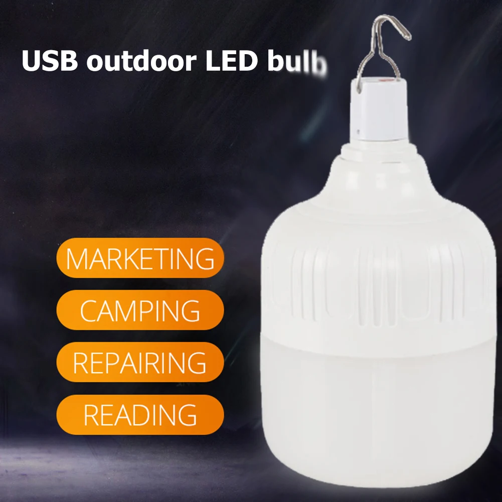 Portable Lantern Bulb Camping Light USB Rechargeable LED Emergency Lamp with Hook Garden Decor Lamp for BBQ Tents Battery Bulb