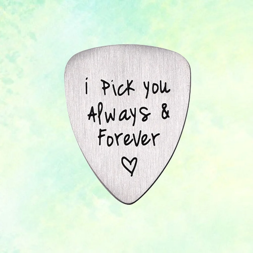 

Titanium Steel Carved Guitar Pick I Pick You Always & Forever Letter Engraved Ukulele Pick Musical Instrument Accessory