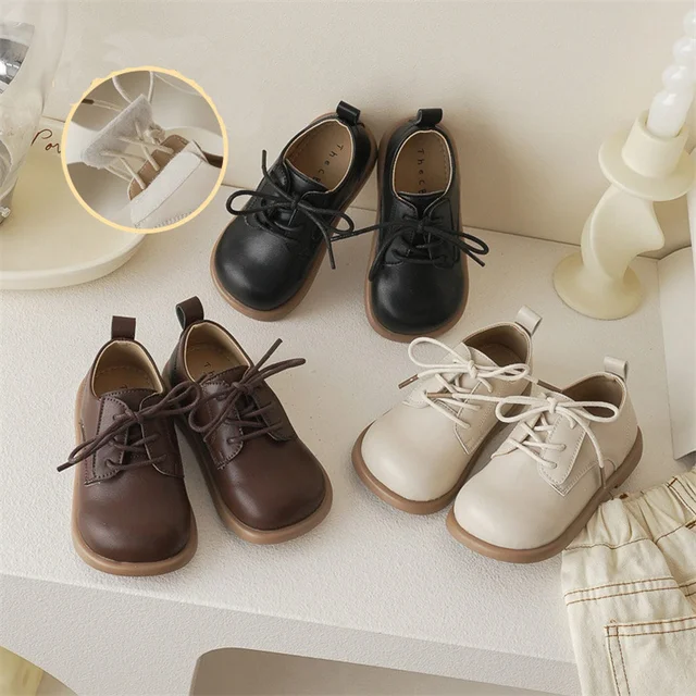 Детские кожаные туфли, однотонные, на мягкой нескользящей подошве, в британском стиле принцессы, на липучке, размеры 21-30 1