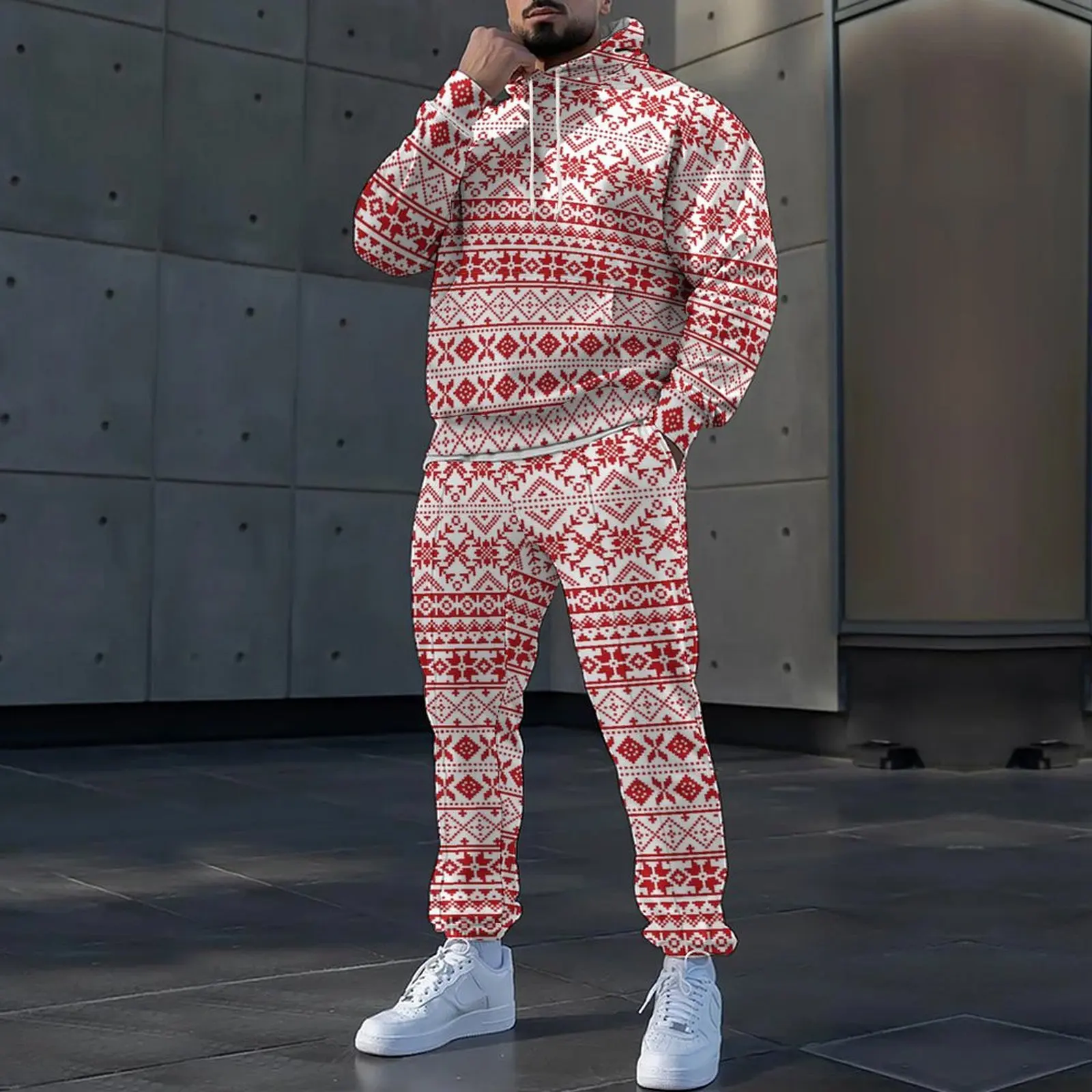 Autumn Mens Sweatshirt Pants Set Sportwear Tracksuit