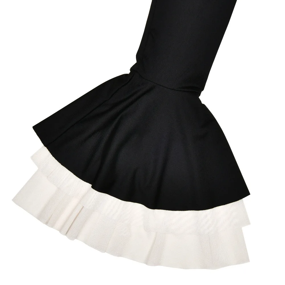 Elegant Long Flared Sleeve Elastic Tight Women Two-piece Set Autumn/Winter New 2025 Sexy Party Club Evening Dress