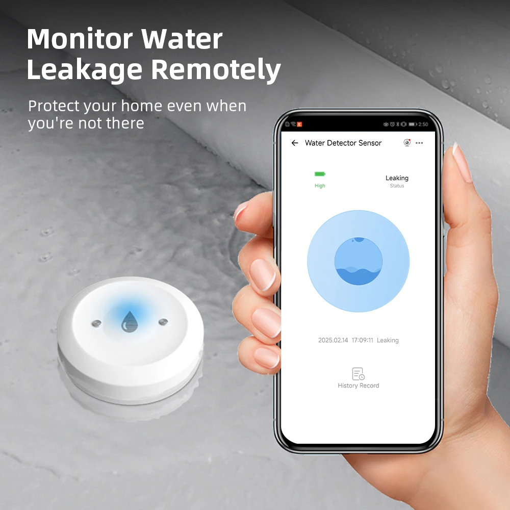 Haozee Zigbee Water Sensor Flood Leak Detector App Remote Monitoring for Kitchen