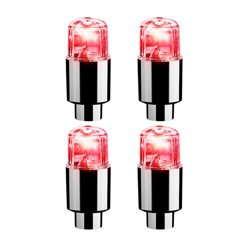 Set of 4 Vibrant LED Wheel Lights for Tire Valve Caps - Neon Light Covers for Vehicles and Bicycles
