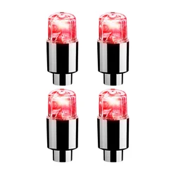 Set of 4 Vibrant LED Wheel Lights for Tire Valve Caps - Neon Light Covers for Vehicles and Bicycles (4Pcs Red)