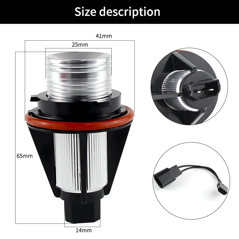 2 Stücke Fehlerfreie Angel Eye Halo Ring Marker Seitenlicht Led-lampe für BMW E53 X5 2000-2006, E83 X3, E39 E60/E61 OEM: 63126929309 – Detail 5
