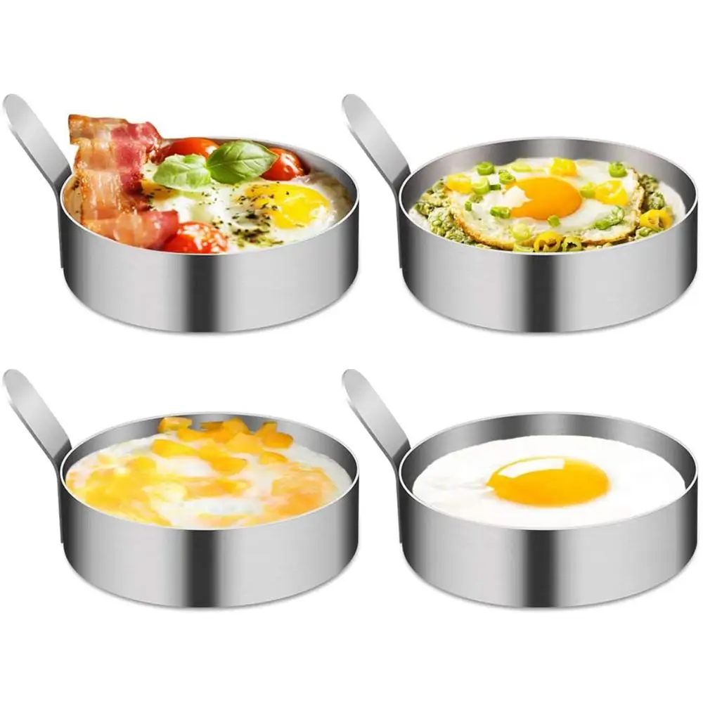 2Pcs 304 Stainless Steel Round Fried Eggs Mold Pancake Forming Mould Omelet Rings Kitchen Cooking Tools egg mold egg ring