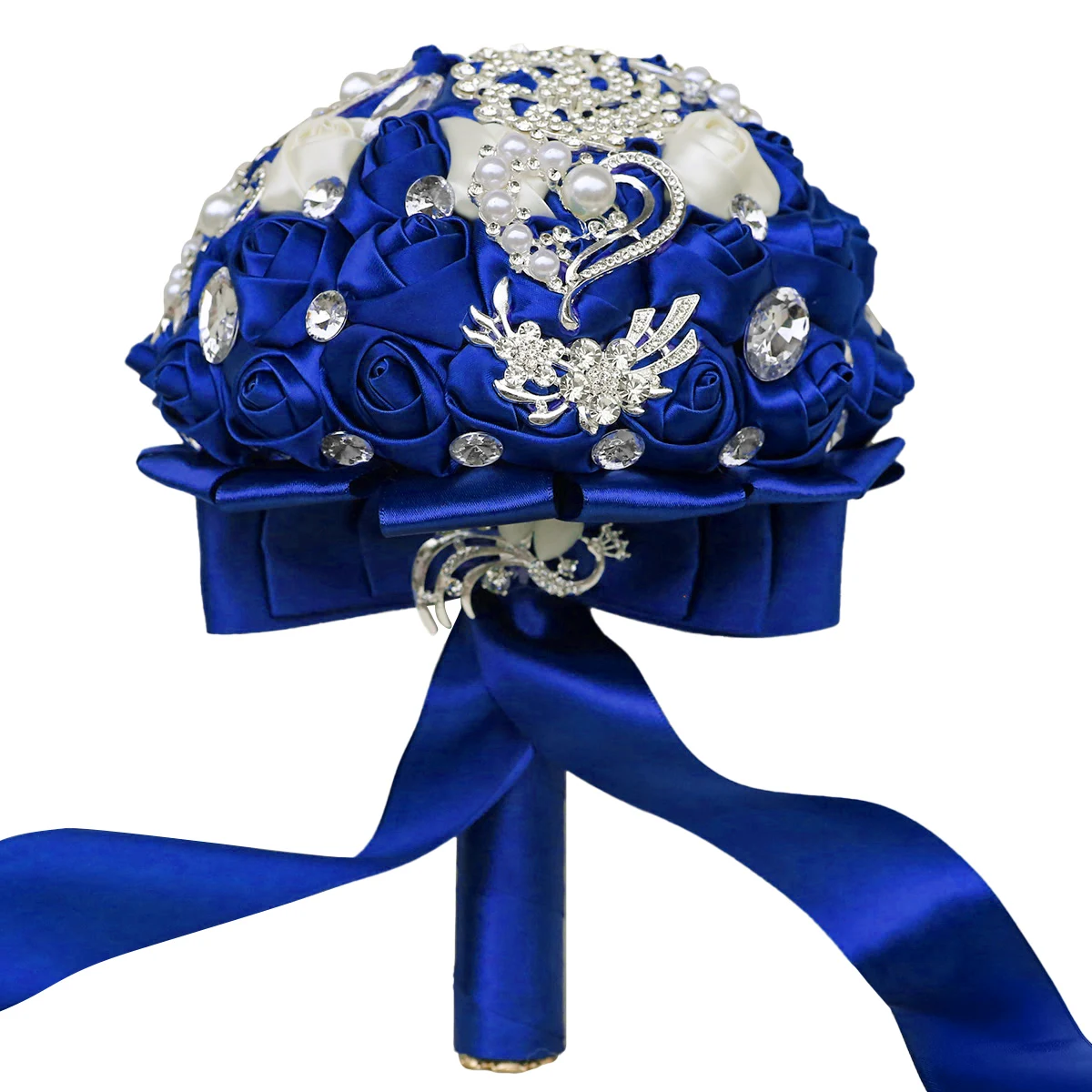 Elegance Royal Blue Bridal Bouquet Silver rhinestone handmade rose Bridesmaid Eternal 228Dbouquet gift wedding supplies W228D