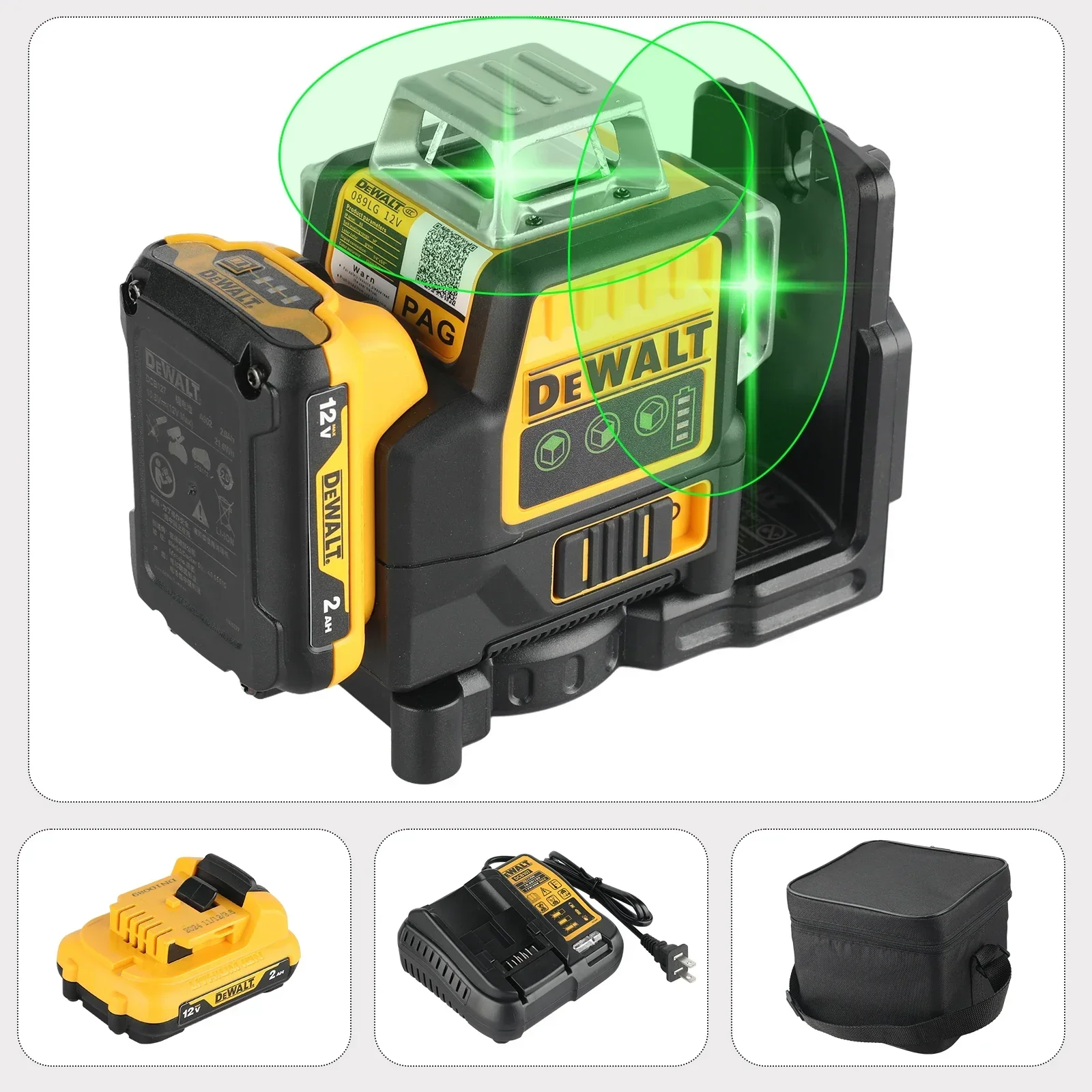 Dewalt DW089LG Laser Level 3 Sides*360 Degree Vertical Lines Horizontal 12V Lithium Battery Green Light Level Meter Outdoor laser level
