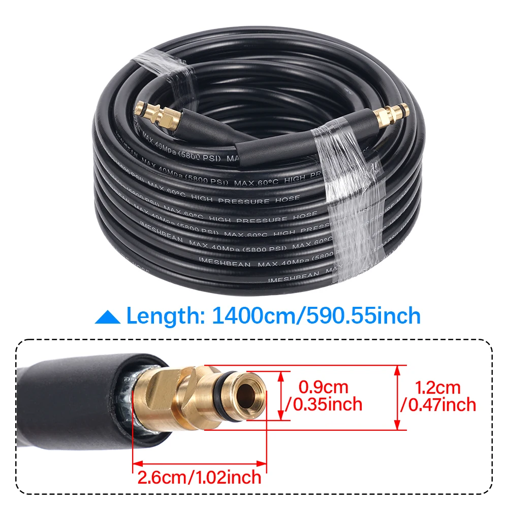 1개 고압 세척기 호스 6m/8m/10m/15m 5800PSI 40MPa 카처 K2 K3 K4 K5 K6 K7용 세차 연장 호스 PE 폴리에스터 PVC