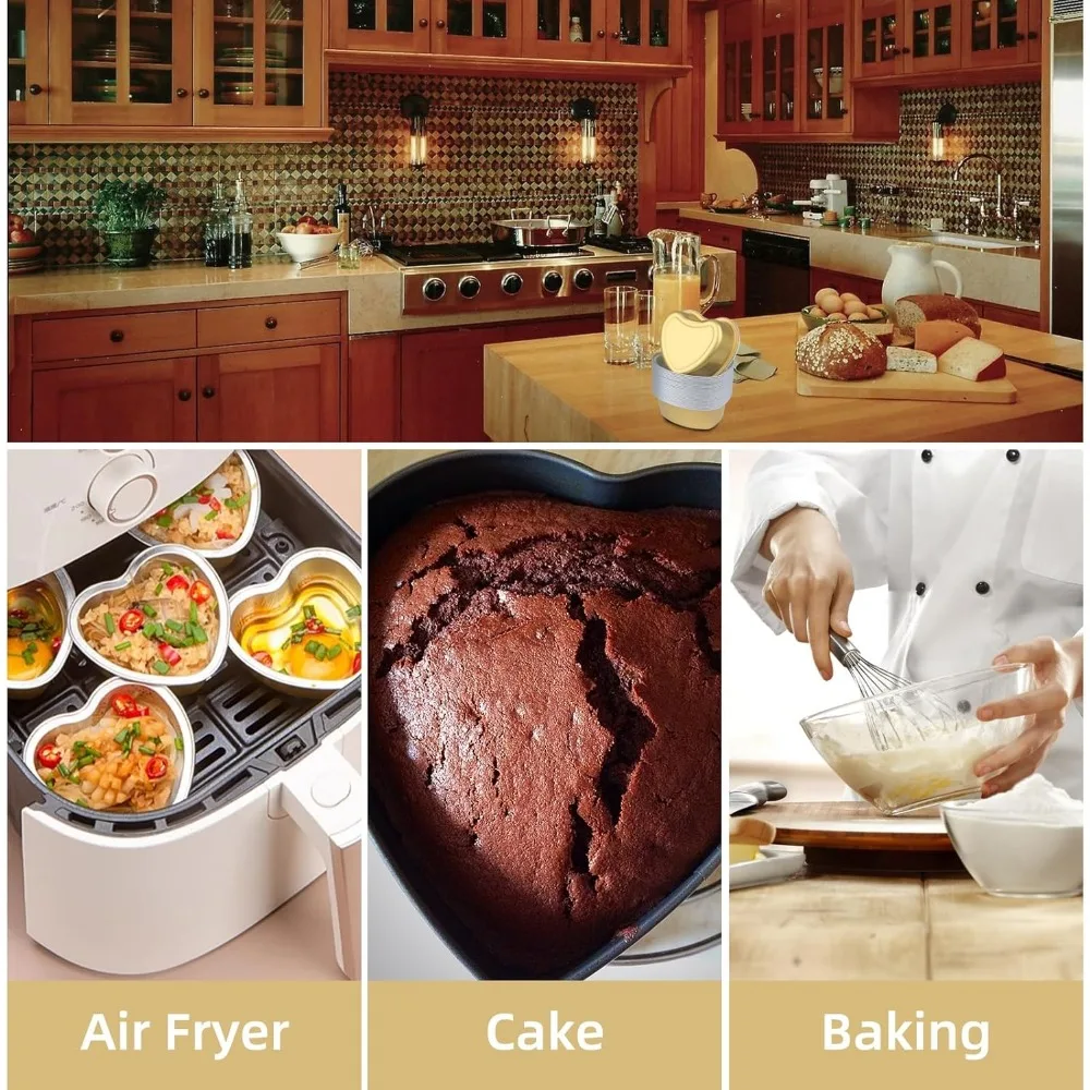 20PCS Heart Shape Disposable Aluminum Foil Cupcake Liners with Lids, Mini Cake Pans, Pe... - SKU DAFB1923 - UGI Packaging