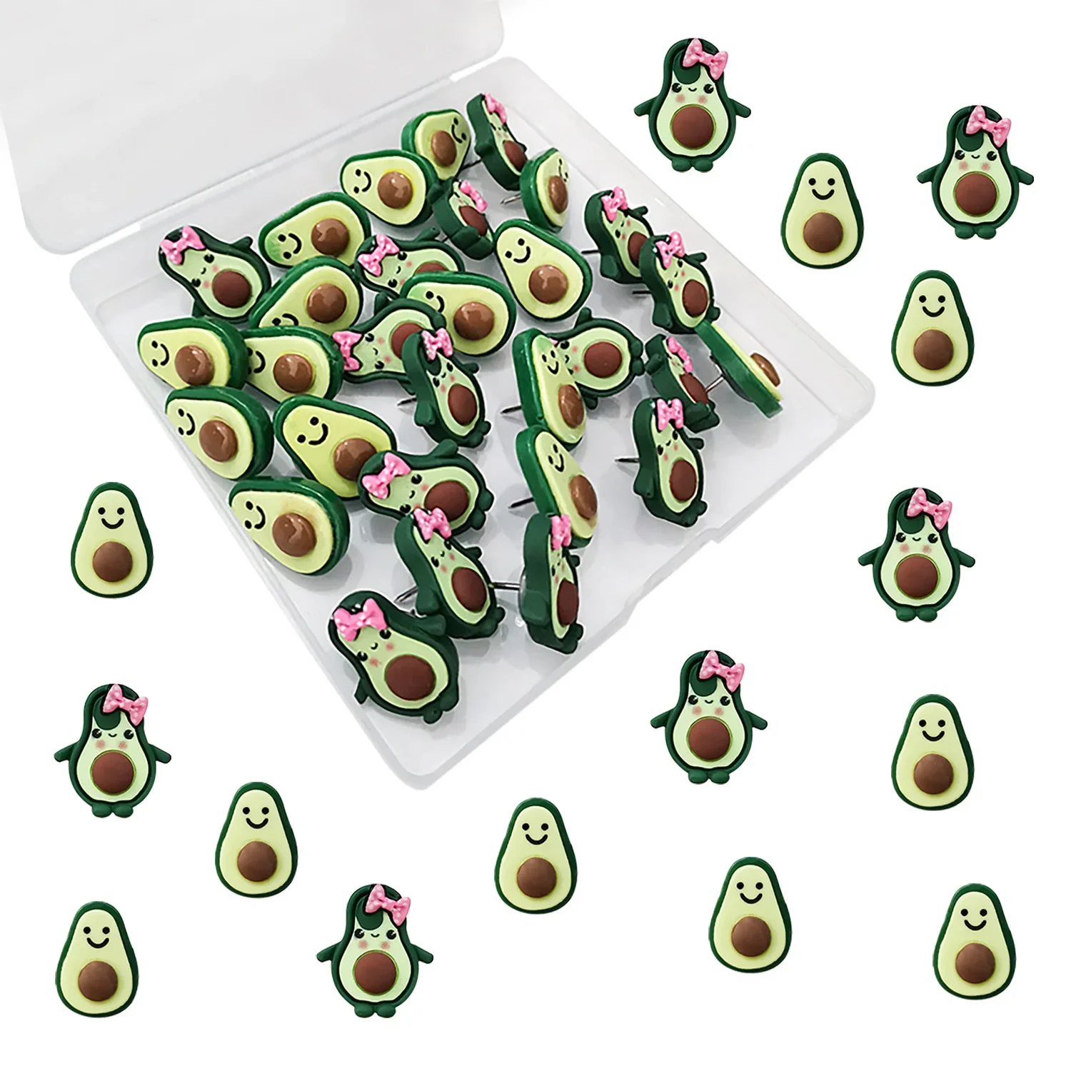 

30PCS Resin Creative Avocado Drawing Pins Pushpin Thumbtack Cork Board Push Pin Photo Wall Map Markers Large and Small Pushpins