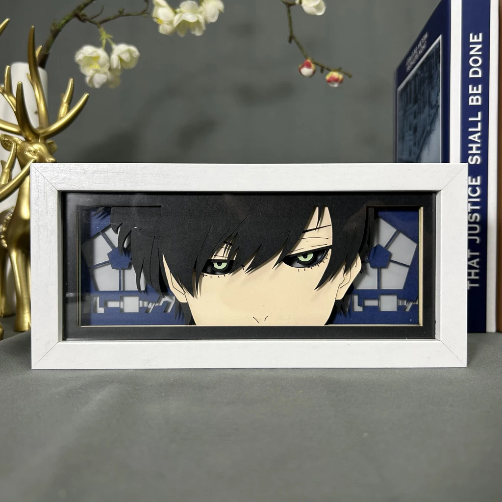 

Blue Lock Rin Itoshi for Bedroom Decor Manga Lightbox Table 3d Desk Lamp Blue Lock Light Box Anime Eyes Face Paper Cut Light Box