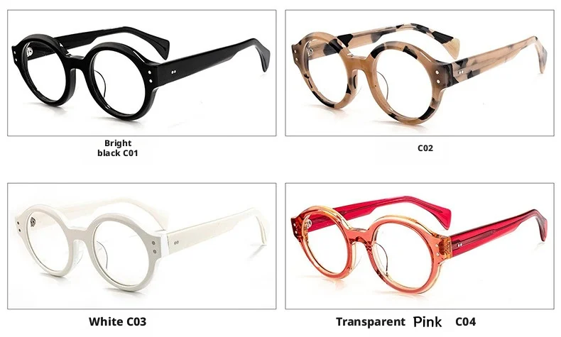 Hochwertige Runde Cetate Bunte Brillengestell Männer Frauen Großes Gesicht Abnehmen Mode Optische Brillen HL56037 – Detail 2