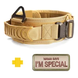 Enhanced Tactical Reflective Dog Collar - Adjustable and Heavy - Duty Nylon (DUTYCOLLAR--KHAKI)