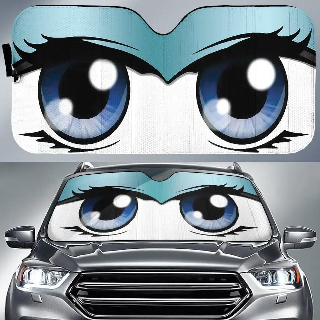 Car Windshield Sun Shade Funny Car Eyes Visor WearResistant Black Tape Foldable car sunshade windshield sunshade windshield sun shade