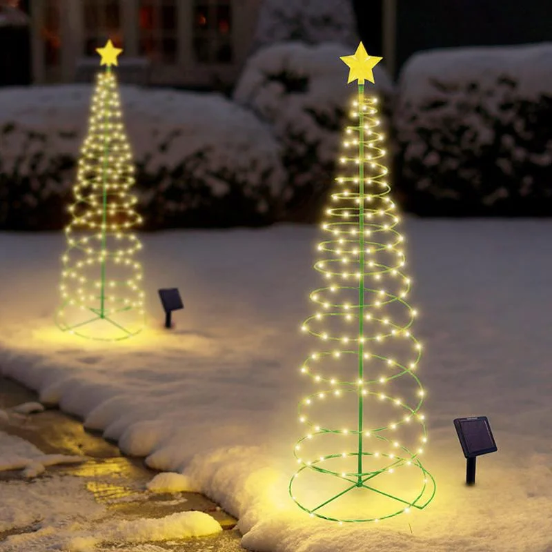 1 Pcs Outdoor Waterproof Solar Led Christmas Tree Decoration Solar Powered String Lights New Year Ornament Garden Decoration