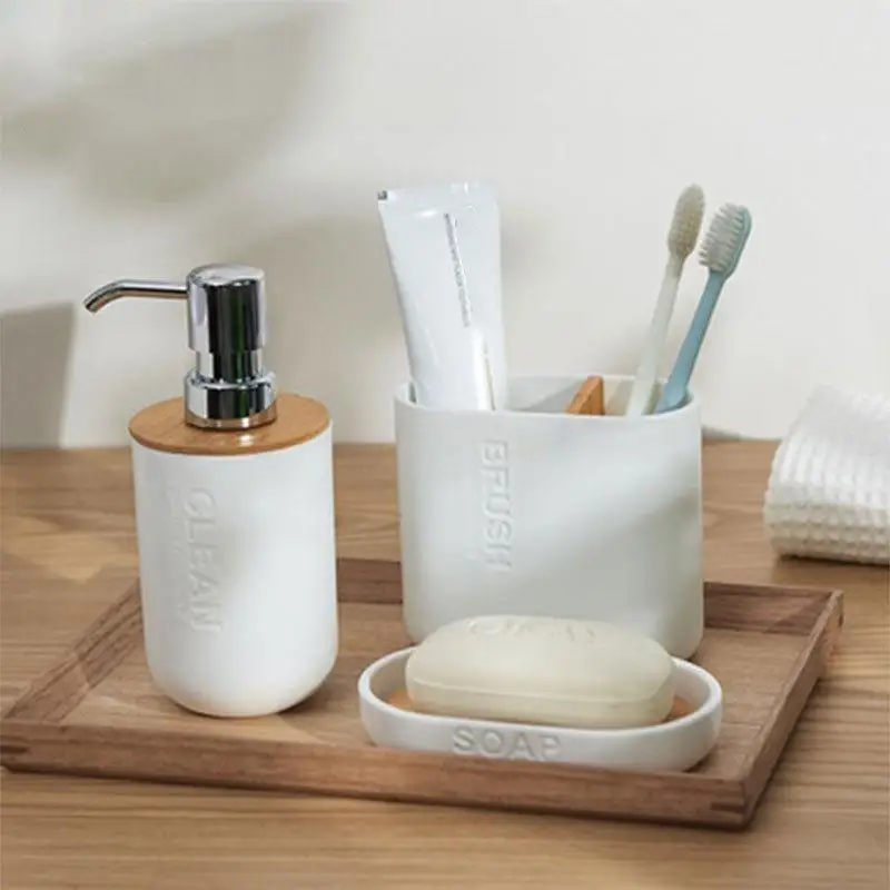 Bathroom accessories set 1pc washing toothbrush toothpaste holder liquid soap dispenser box pump bottle wash toilet brush
