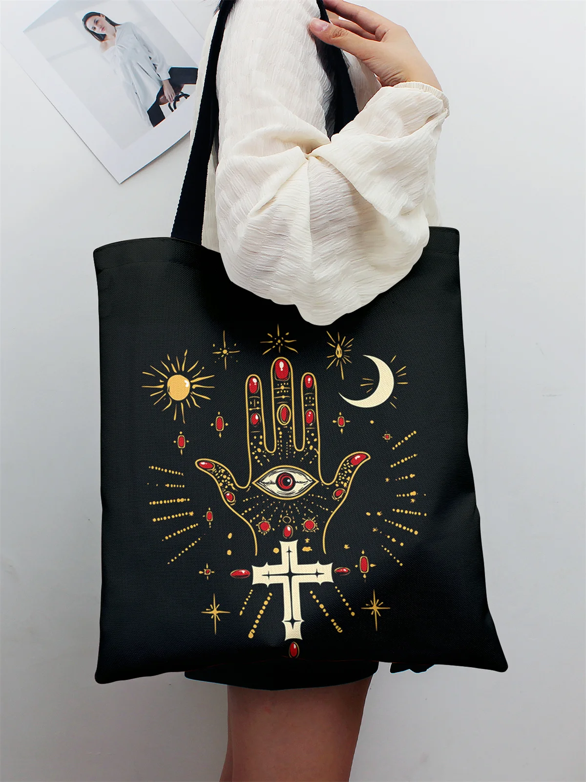 Printed casual handbag, reusable fashionable backpack, multifunctional handbag, canvas shopping bag