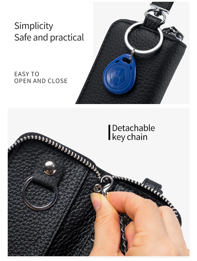 Key Case Multifunctional Zipper Men's Household Key Case Universal Car Keybag Women Leather Organizer Keychain Wallet 10 Color