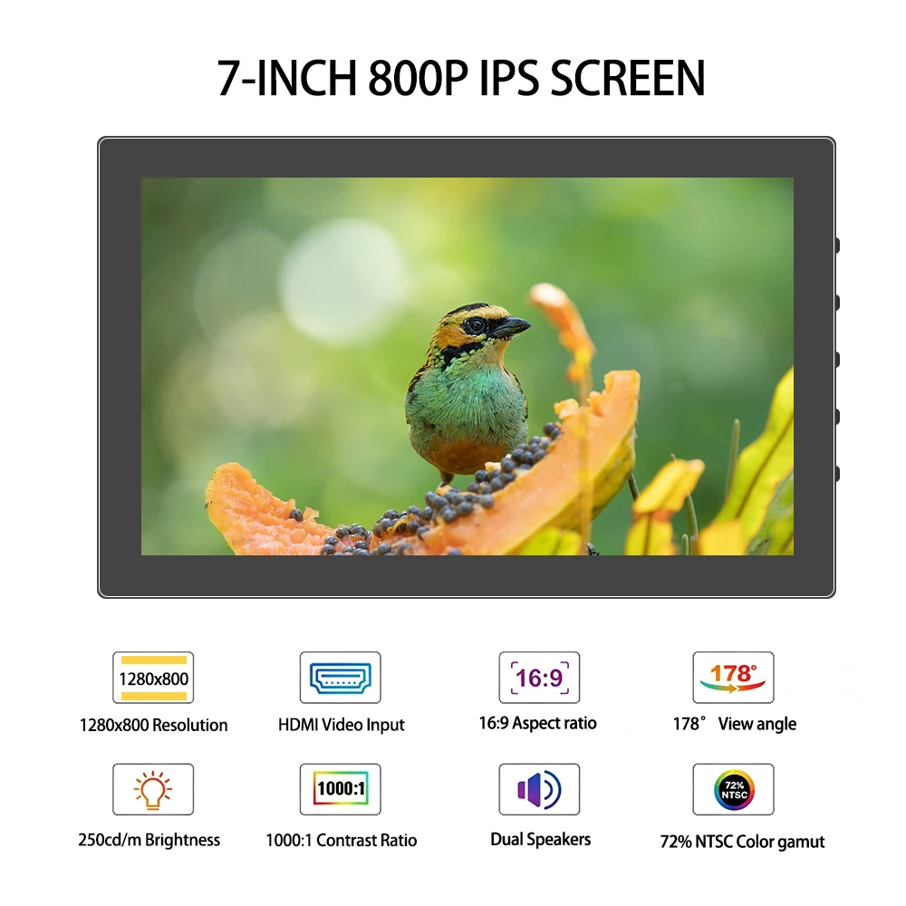 7인치 1280x800 HD 터치 휴대용 모니터, 60Hz IPS 디스플레이, USB Type-C HDMI 지원, 게임 및 사무용 정전식 터치스크린