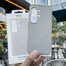 Leather Magnetic Phone Case with Matte Lens Protection - S26 (Light Grey)