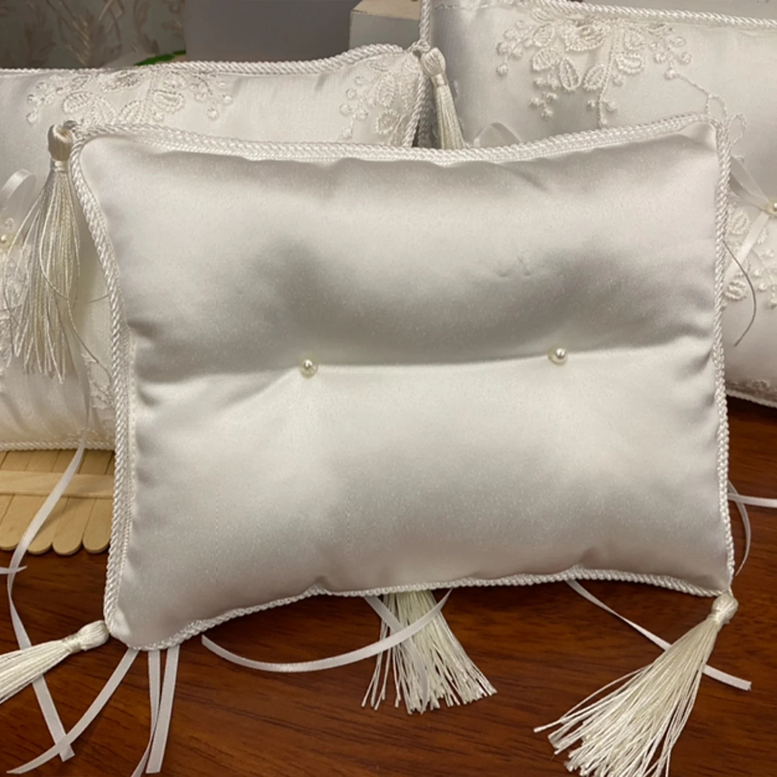 Coussin Porte-alliance De Mariage En Jute Naturel - Accessoire Cérémonie Avec Ruban Dentelle | Style Champêtre Et Rétro