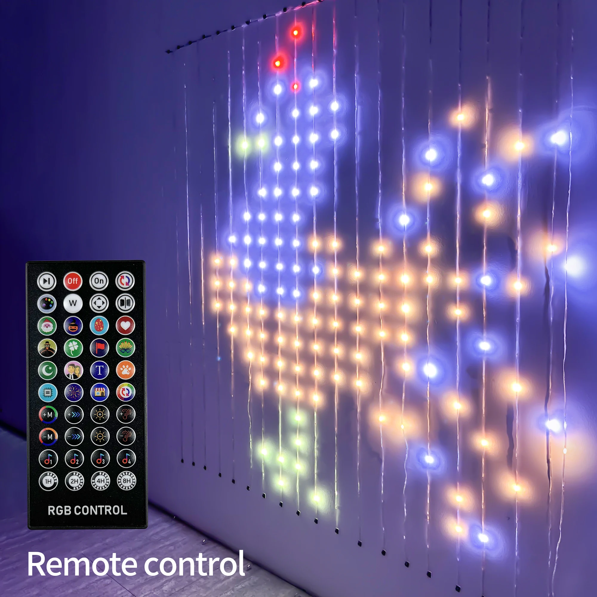 400 LED 커튼 조명, DIY 지능형 제어 요정 스트링 조명, 방 크리스마스 웨딩 장식 조명, 2m x 2m