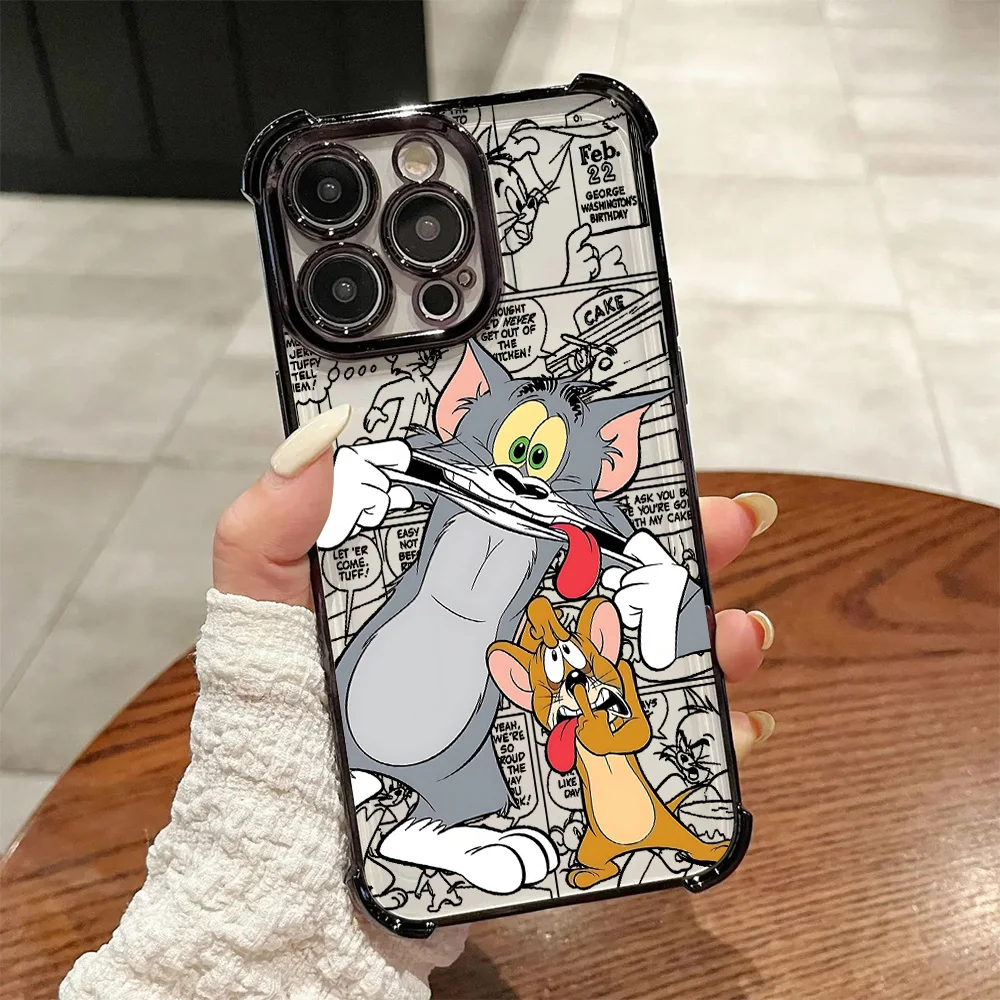 Enhanced Cat Mouse T&J Plating Phone Case with Anti-Fall Airbag