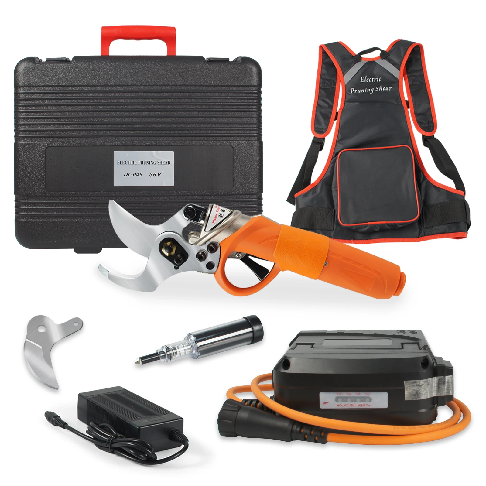 

KAMSIN Piggyback High Powered Electric Tree Pruning Shears, Max 45mm Cutting Diameter, 36V, Spare Blades & Rechargeable Battery