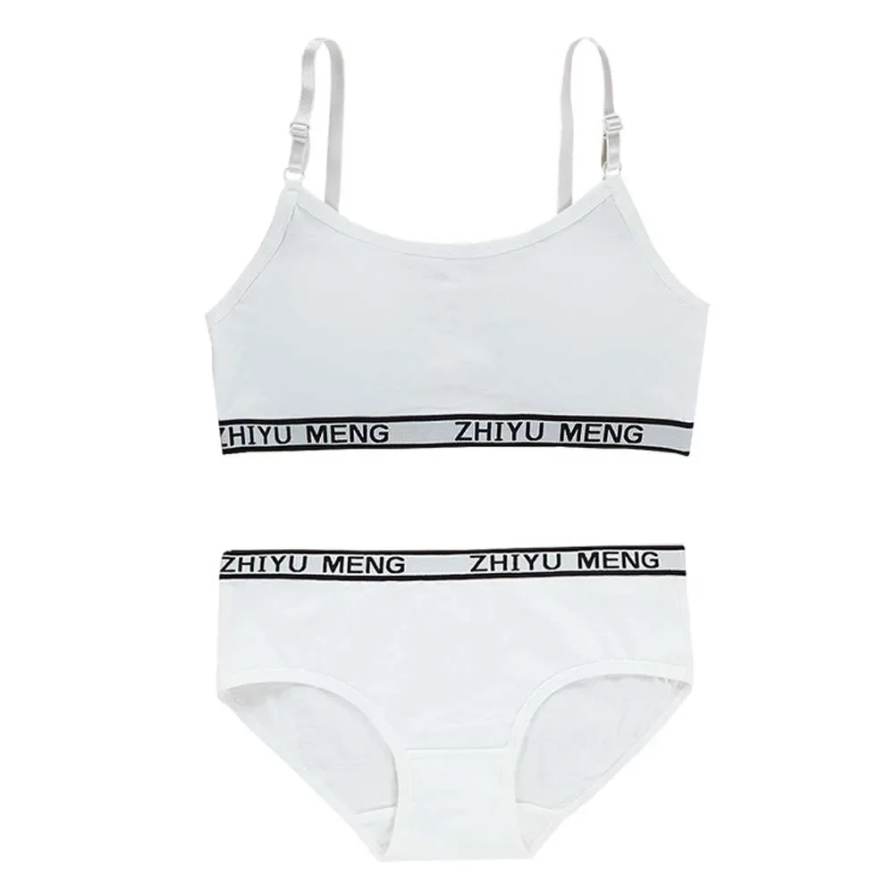 Girls Wireless Sports Bra Cotton Training Bras for Kids Young Girl Bras and Panties Sets Kids Lingerie Children's Underwear