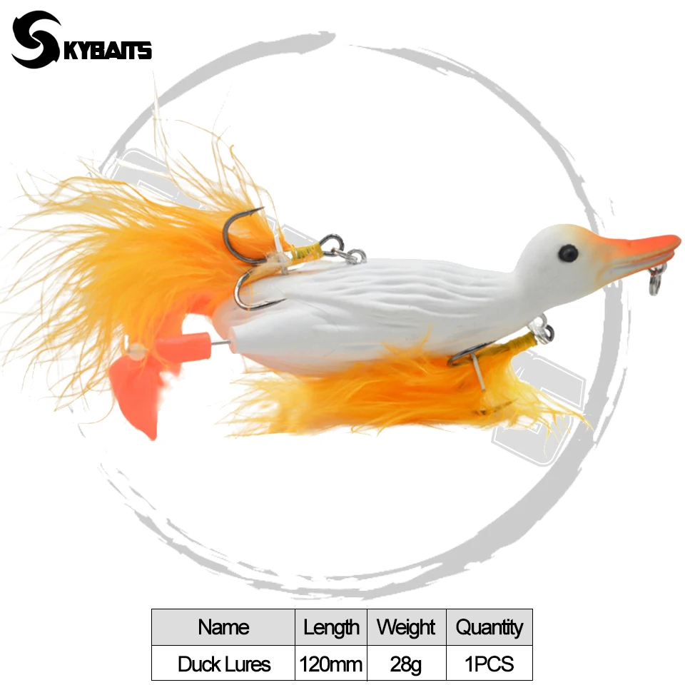 Skybaits 1pcs 120mm/28g Duck Fishing Lure 3d Stupid Duck Topwater Frog Lure  Artificial Bait Propeller Flipper Feet Fishing Tools - Fishing Lures -  AliExpress