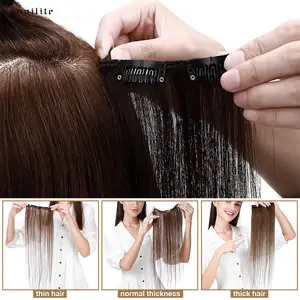 S-noilite 7Pcs/Set Clip In Hair Extensions Human Hair Natural