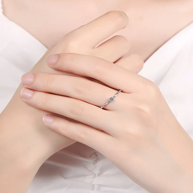 Platinum PT950 moissanite ring women's niche high-level light luxury hundred jewelry ins style explosion models 4
