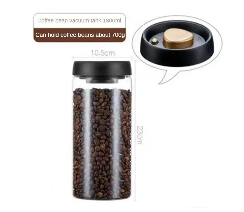 1Pcs Coffee Beans Vacuum Sealed Jug Coffee Beans Glass Airtight Canister Kitchen Food Grains Candy Keep Fresh Storage Jar glass storage jar glass storage container