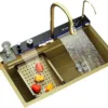 Gold Kitchen Sink Stainless Steel Sink Digital Vegetable Washing Basin, Atmosphere Light, Kitchen Large Single Sink 75cmX46cm 1
