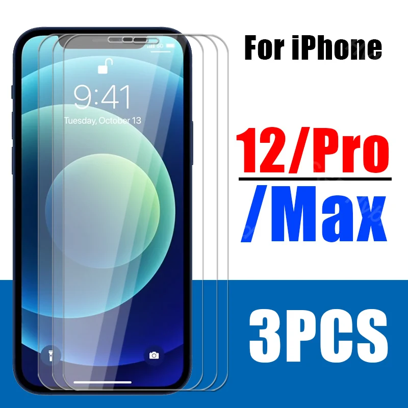 3Pcs Protective Glass For Iphone 12 Pro Max 11 14 13 12 Mini Xs Xr Se2 Screen Tempered Protector For Iphone 7 8 6S 14 Plus Film