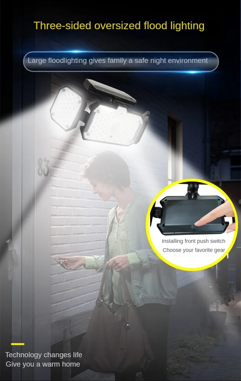 Description Picture 4 of itemSolar sensor light three head LED super bright waterproof courtyard outdoor rotating large capacity night emergency light