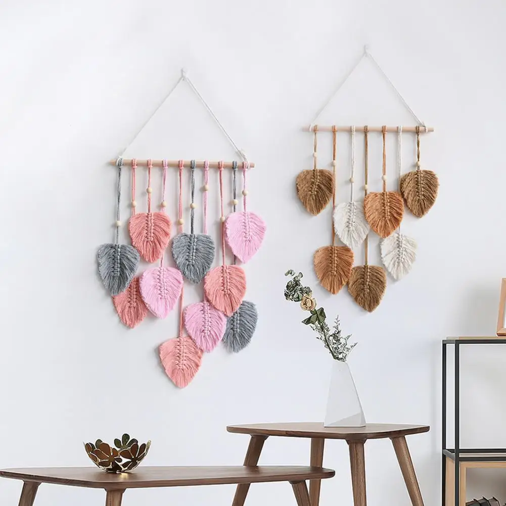 Leaf Macrame Wall Hanging Boho Room Home Decor Woven Aesthetic Wall Tapestry Living Room Wedding Decoration Gift