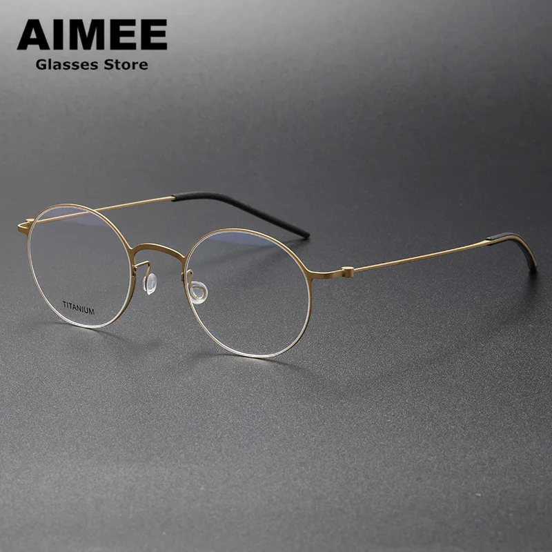Denmark Brand Pure Titanium Ultralight Glasses Frame Men Women Round Screwless Eyeglasses Korean High Quality Designer Eyewear