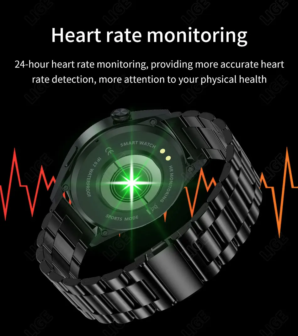 LIGE Bluetooth Calls Smart Watch Men Dialing Receive Phone Calls Sports Pedometer Calorie Consumption Smartwatch Man Bracelet