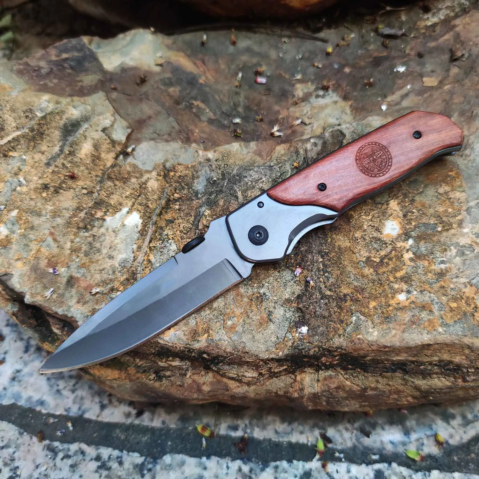

Folding Pocket Knife, Everyday Carry Fold-able Knives, Stainless Steel Rosewood Handle, Survival Collection Knife Gifts for Men