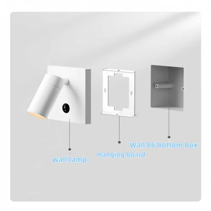 86 line box wall lamp, embedded reading lamp, master bedroom, bedside ...