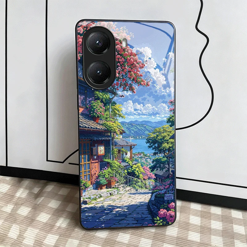 Anime Aesthetic Scenery Tempered Glass Phone Case